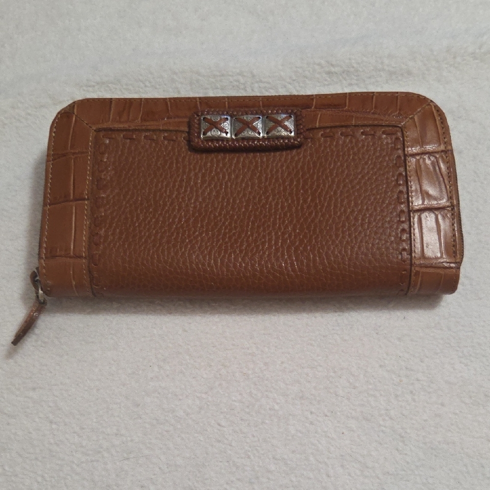 BROWN ZIP AROUND WALLET